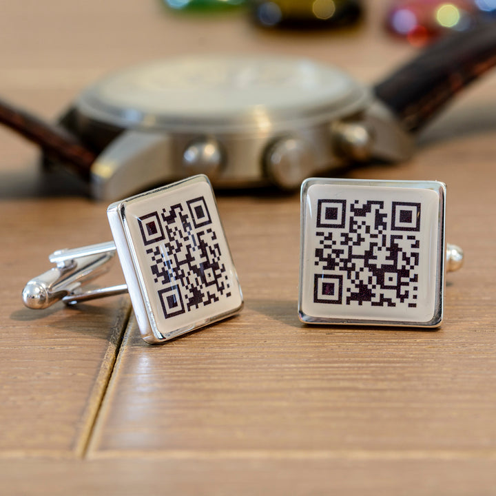 Personalised Secret Message QR Code Cufflinks