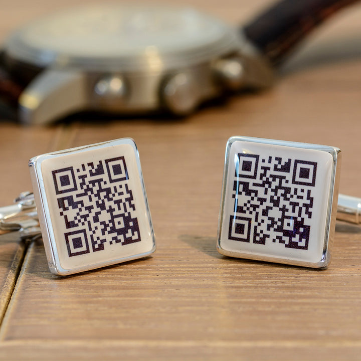 Personalised Secret Message QR Code Cufflinks