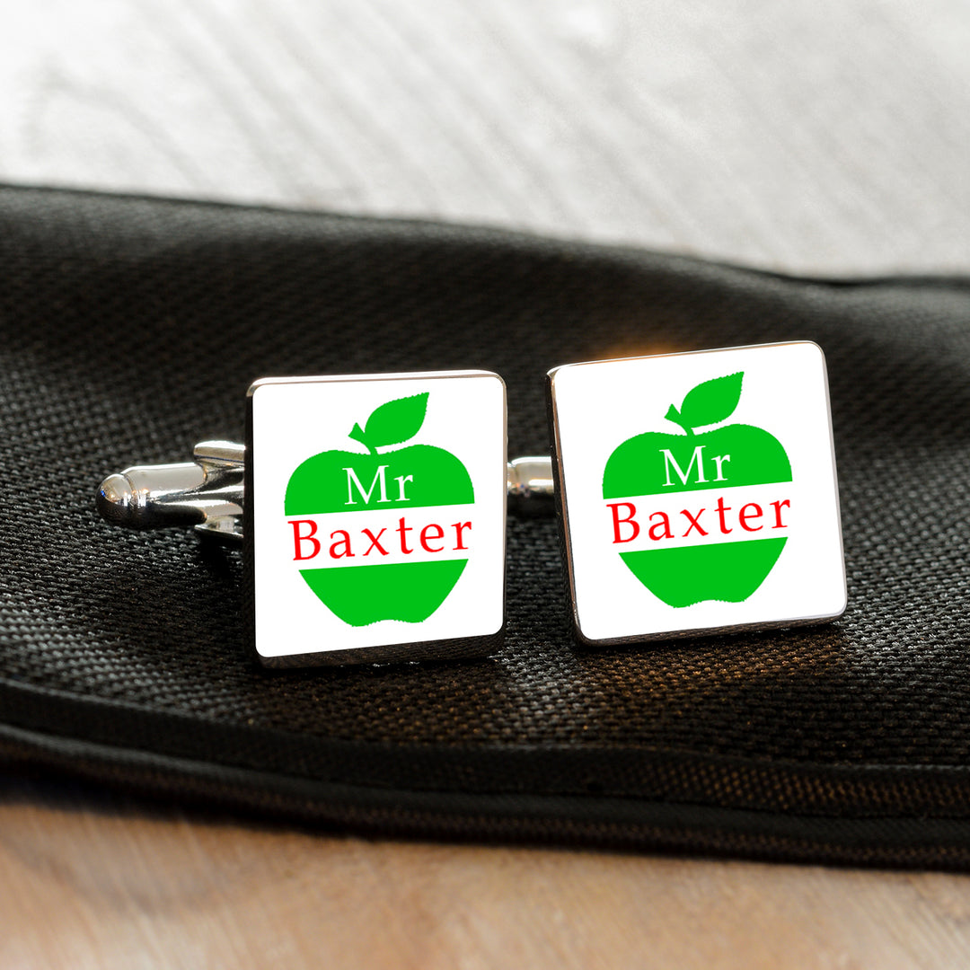 Personalised Silver Finish Teacher Cufflinks