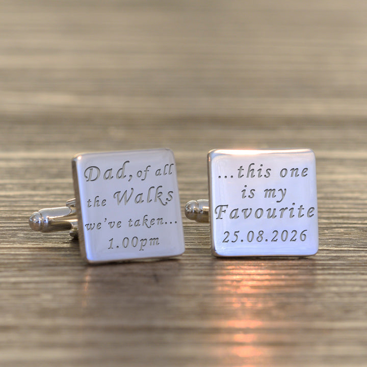 Personalised Dad of All the Walks Cufflinks in Silver Finish