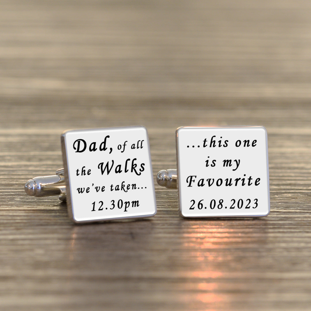 Personalised Dad of All the Walks Square Cufflinks