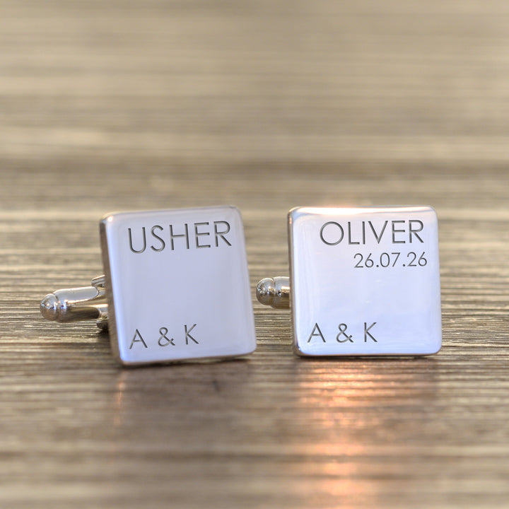 Personalised Wedding Party Silver Finish Cufflinks