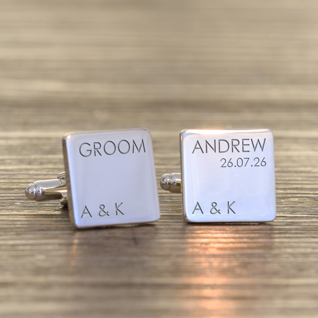 Personalised Wedding Party Silver Finish Cufflinks