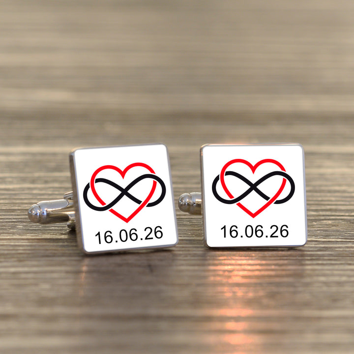 Personalised Infinity Anniversary Cufflinks with Date