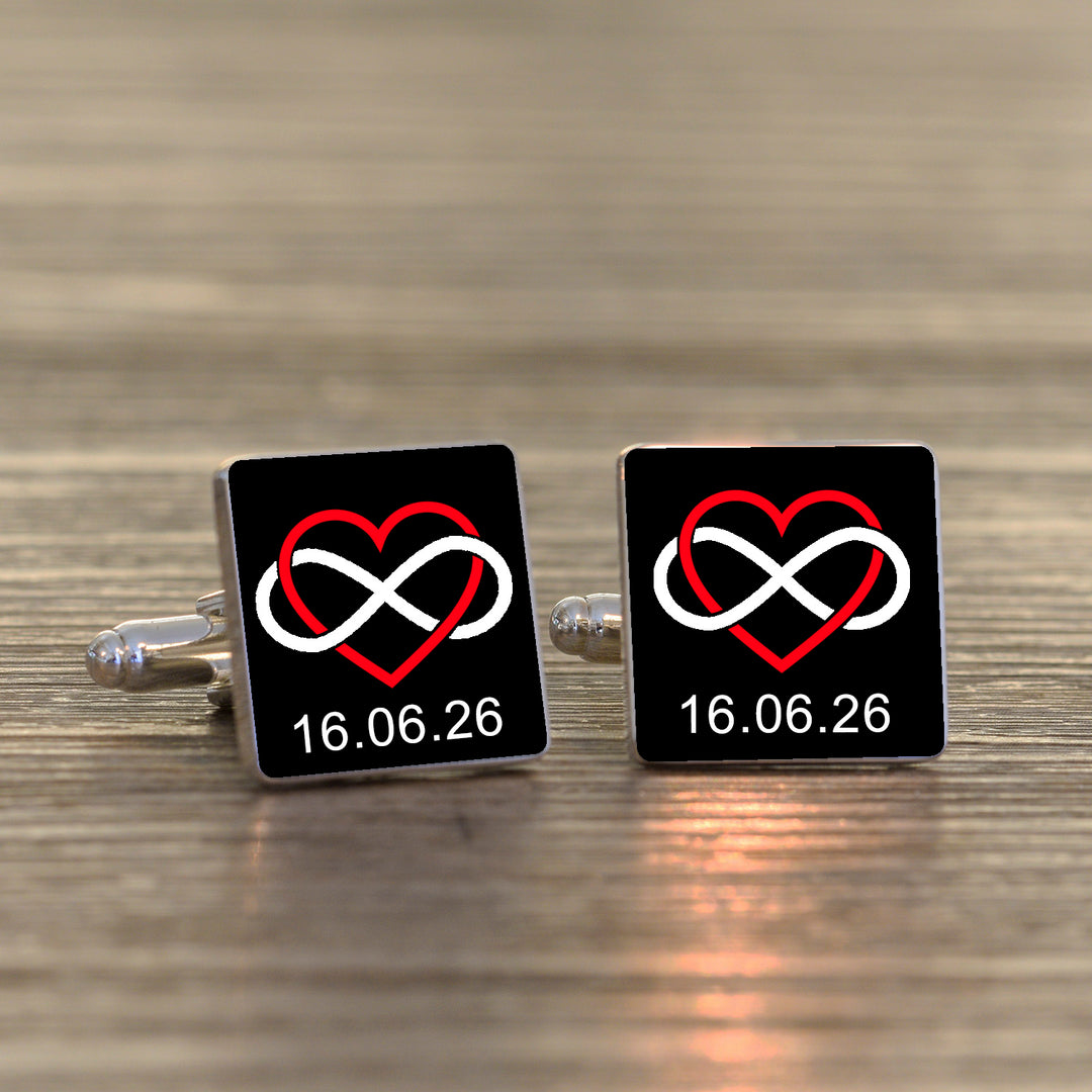 Personalised Infinity Anniversary Cufflinks with Date