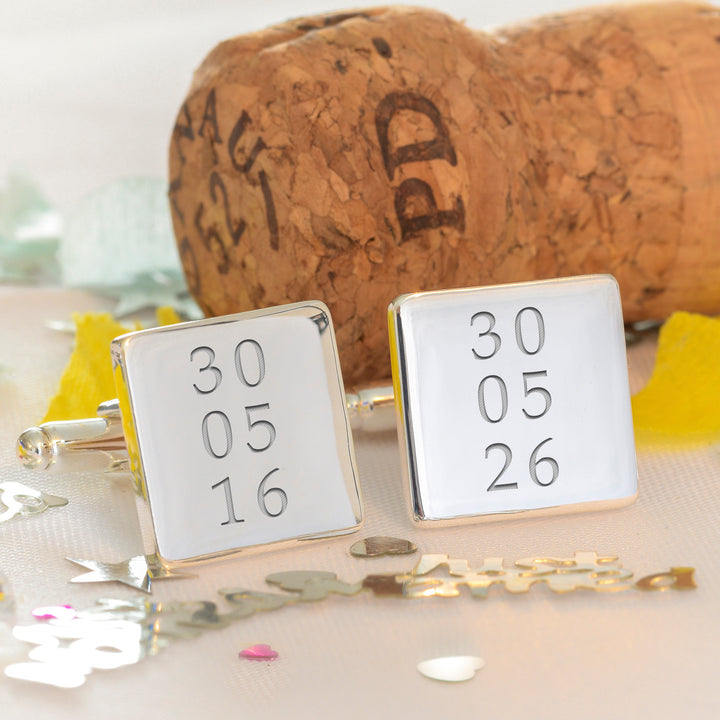 Personalised Special Dates Square Cufflinks