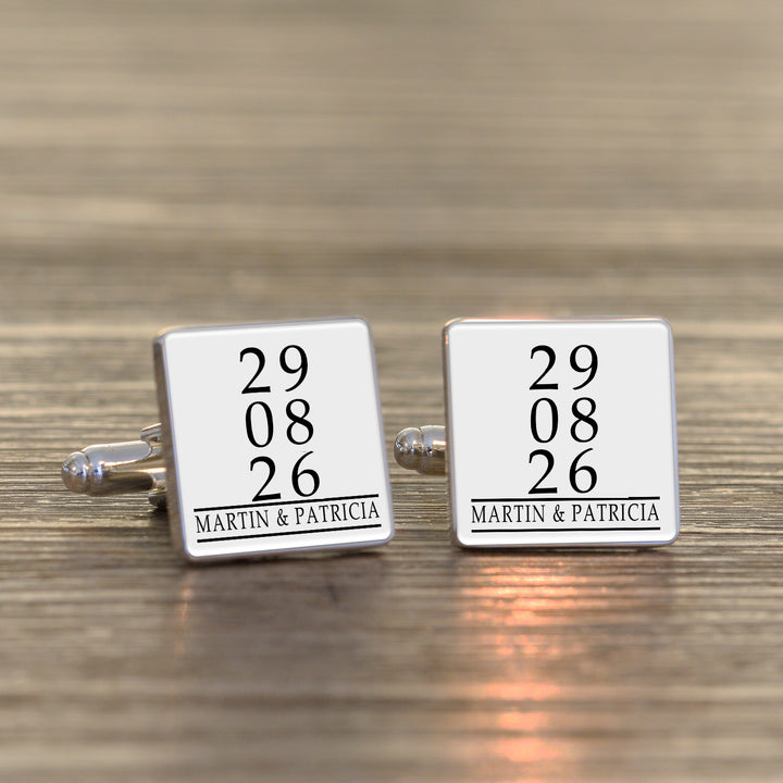 Personalised Special Dates &amp; Message Square Cufflinks
