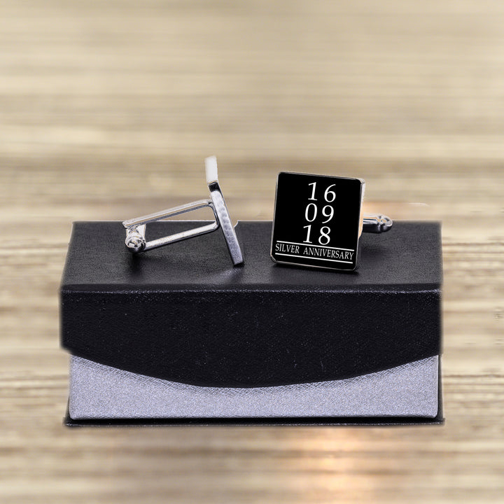 Personalised Special Dates &amp; Message Square Cufflinks