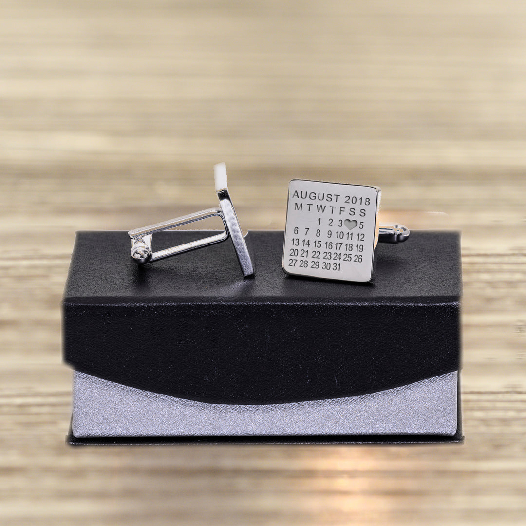 Personalised Names &amp; Date Calendar Cufflinks