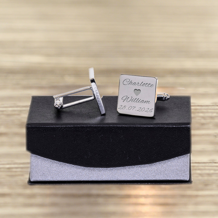Personalised Names and Date Square Cufflinks