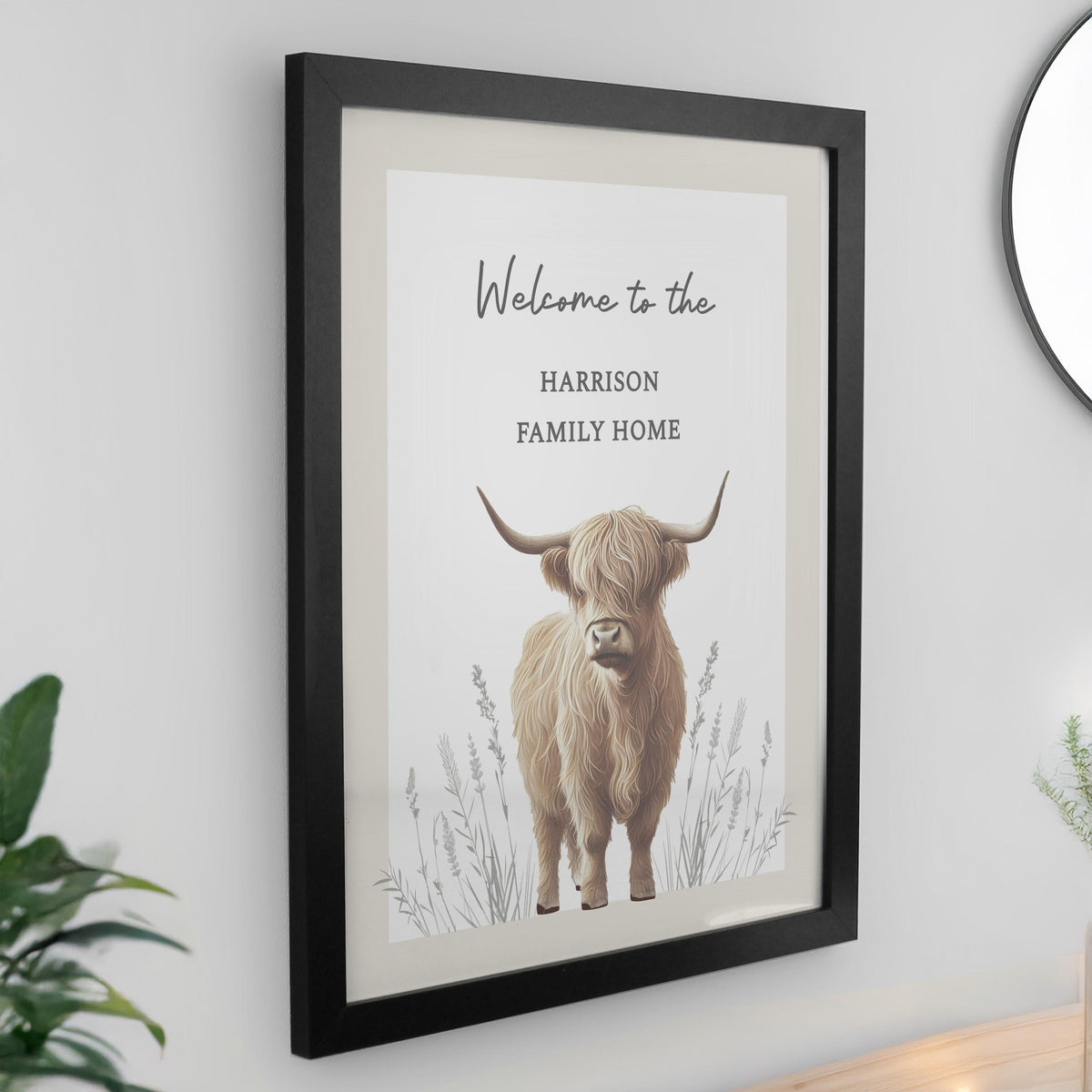 Personalised Highland Cow Black Poster Frame – alternative view