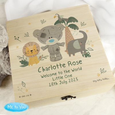 Personalised Tiny Tatty Teddy Jungle Animals Keepsake Box