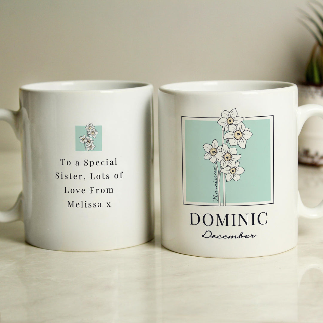 Personalised Birth Flower Mug, The Personal Shop, personalised gifts