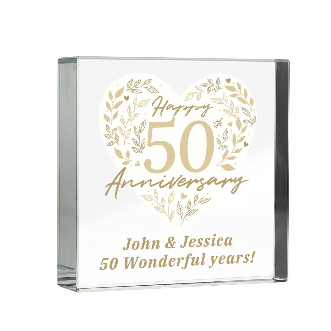 Personalised 50th Golden Wedding Anniversary Crystal Token – alternative view