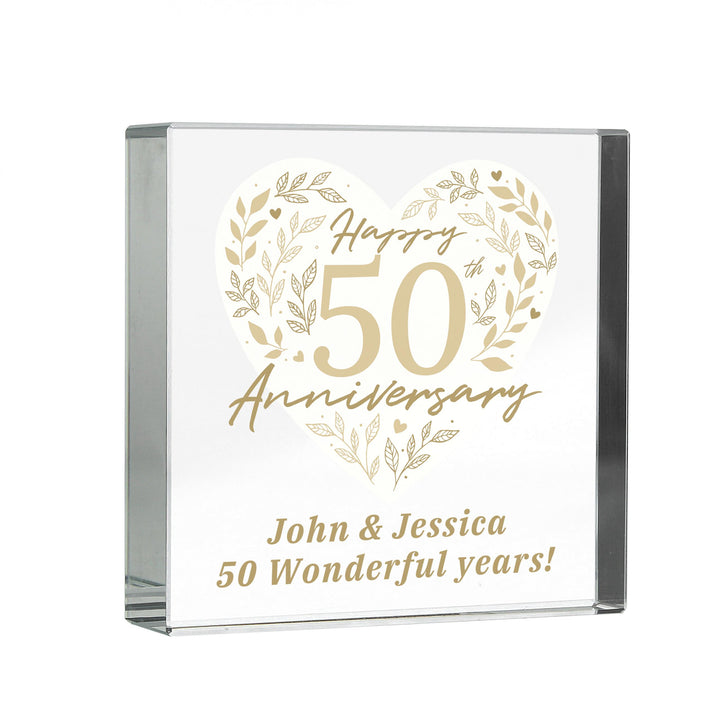 Personalised 50th Golden Wedding Anniversary Crystal Token – alternative view