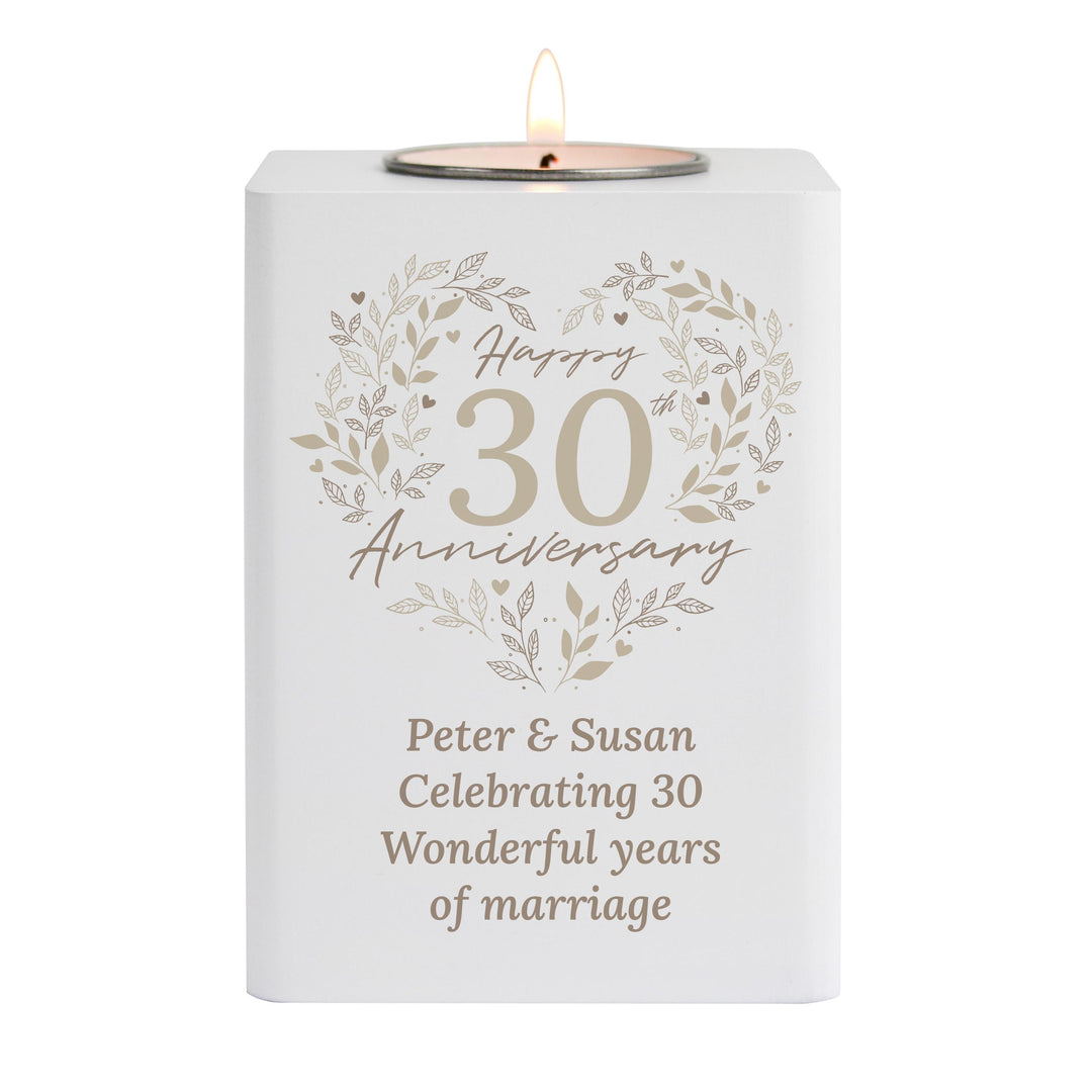 Personalised 30th Pearl Wedding Anniversary Tea Light Holder – alternative view