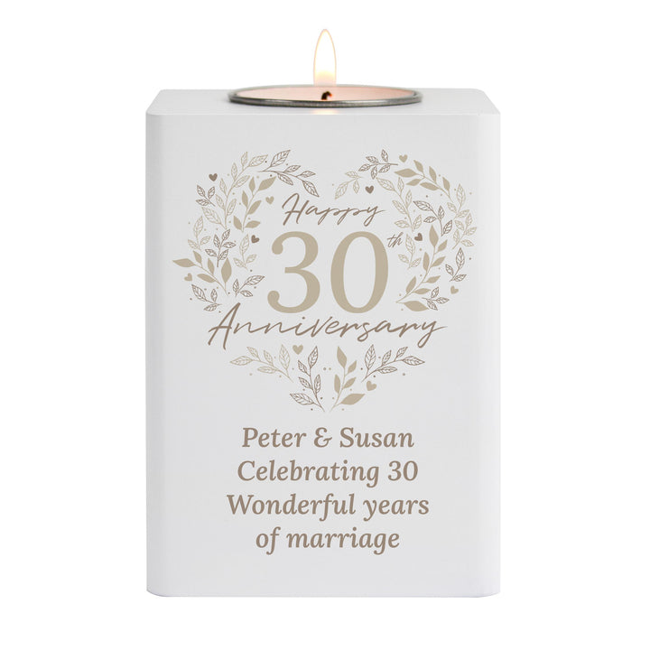 Personalised 30th Pearl Wedding Anniversary Tea Light Holder – alternative view