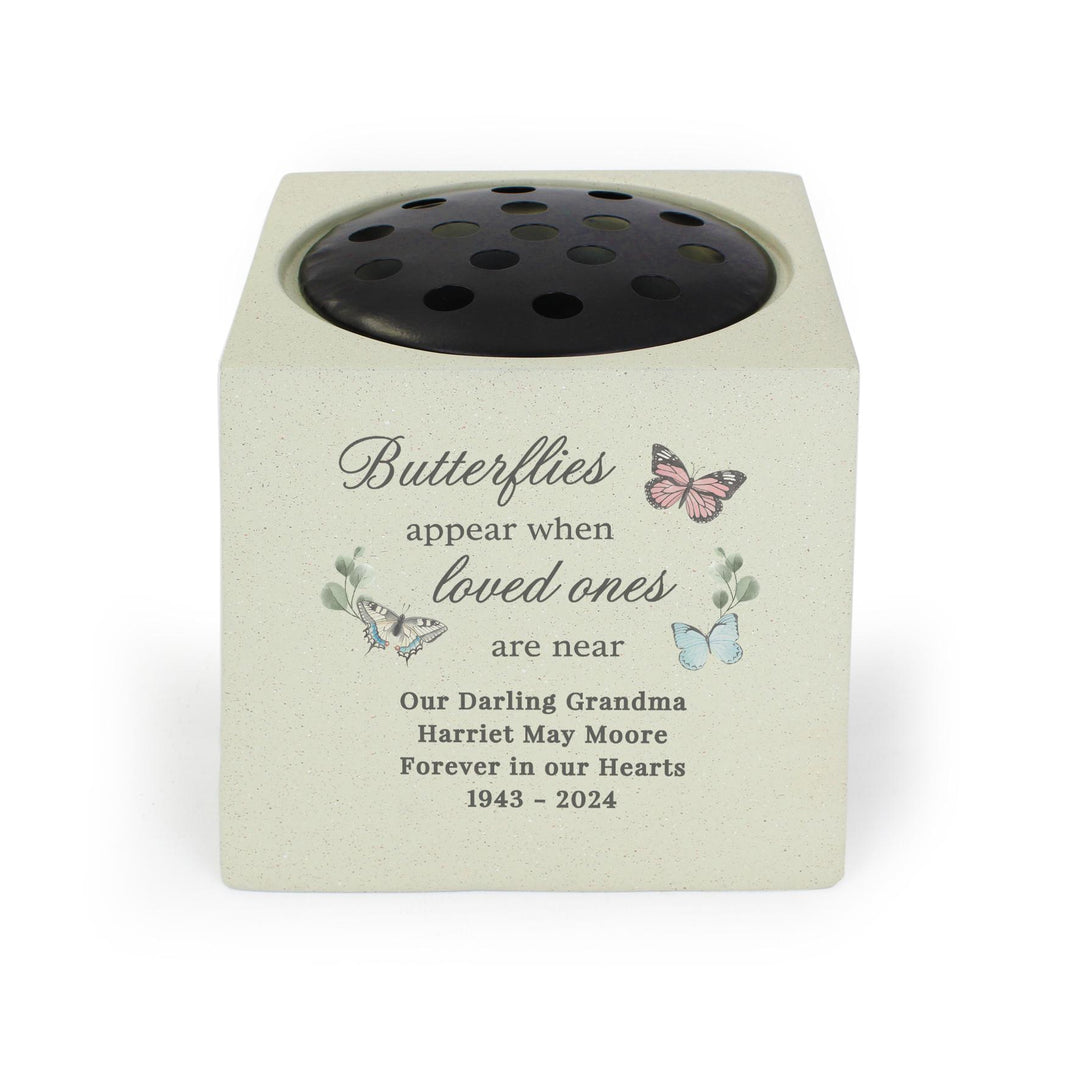 Personalised Butterflies Appear Memorial Vase – alternative view