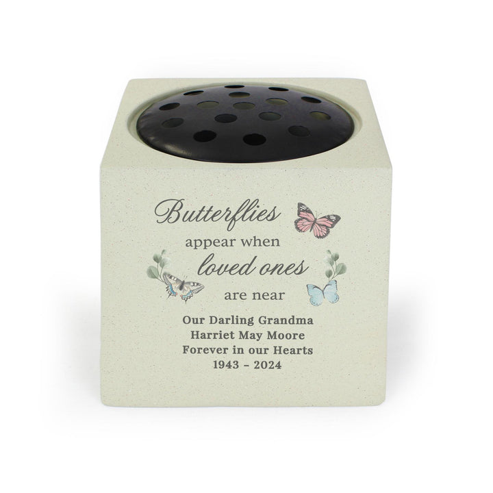 Personalised Butterflies Appear Memorial Vase – alternative view