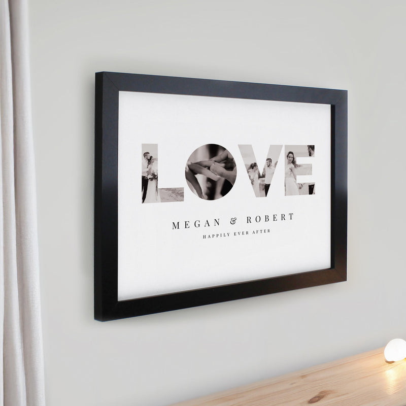 Personalised LOVE Photo Upload Black Poster Frame