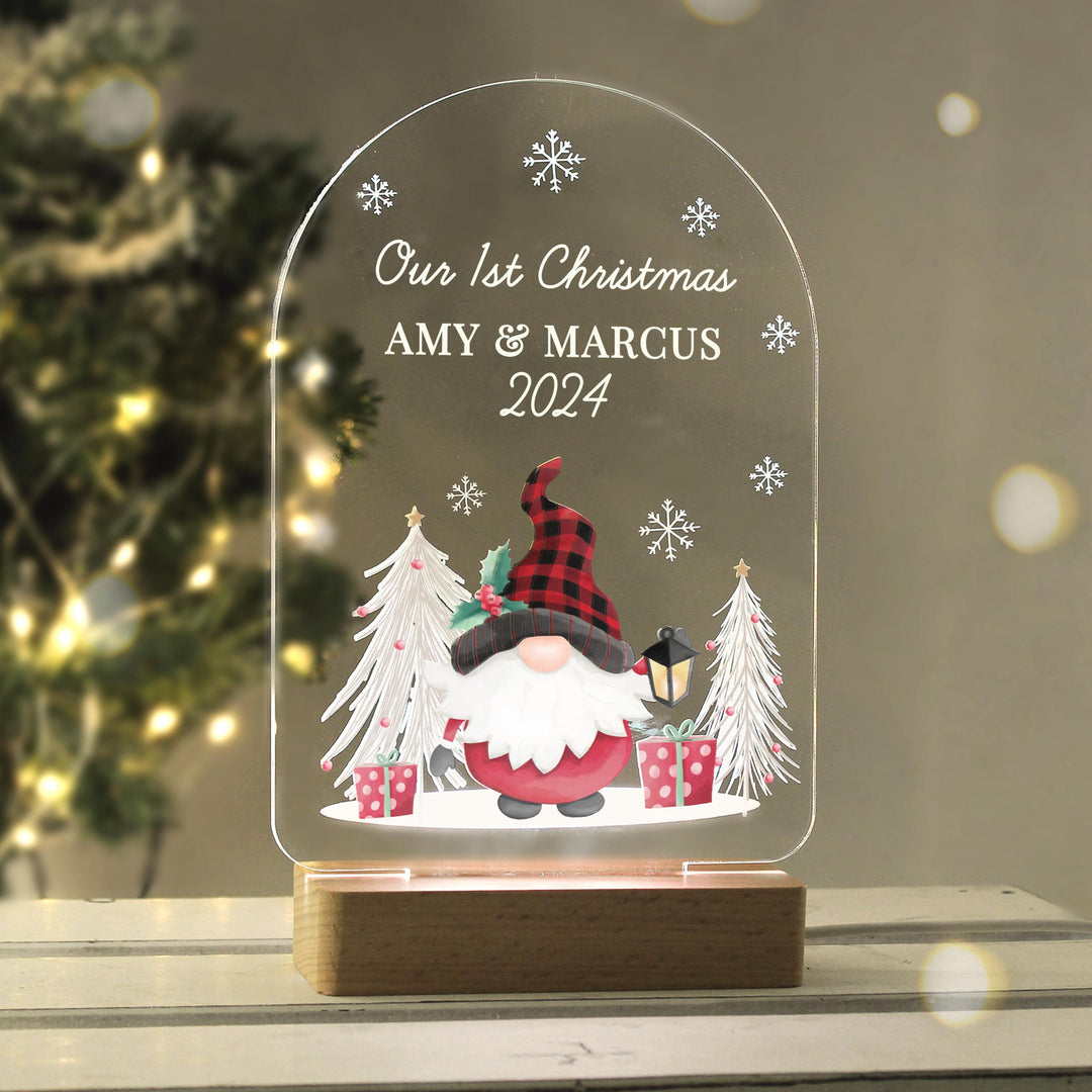 Personalised Gonk Wooden Based LED Christmas Light – alternative view