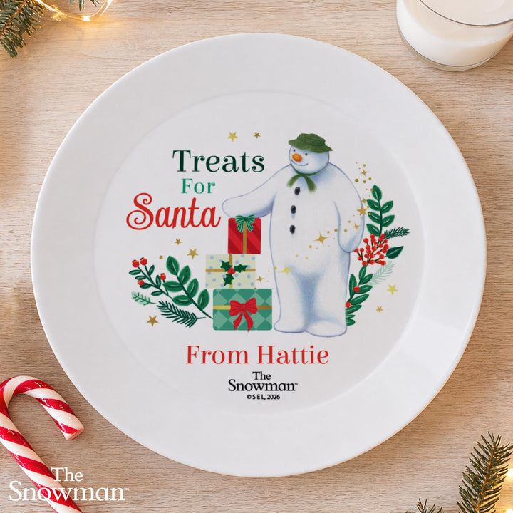 Personalised Snowman Treats for Santa Plastic Plate