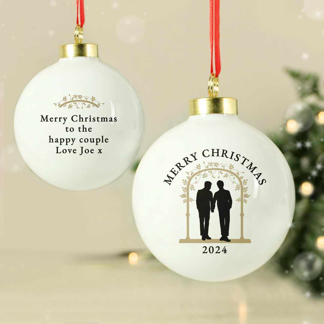 Personalised Mr &amp; Mr Bauble – alternative view