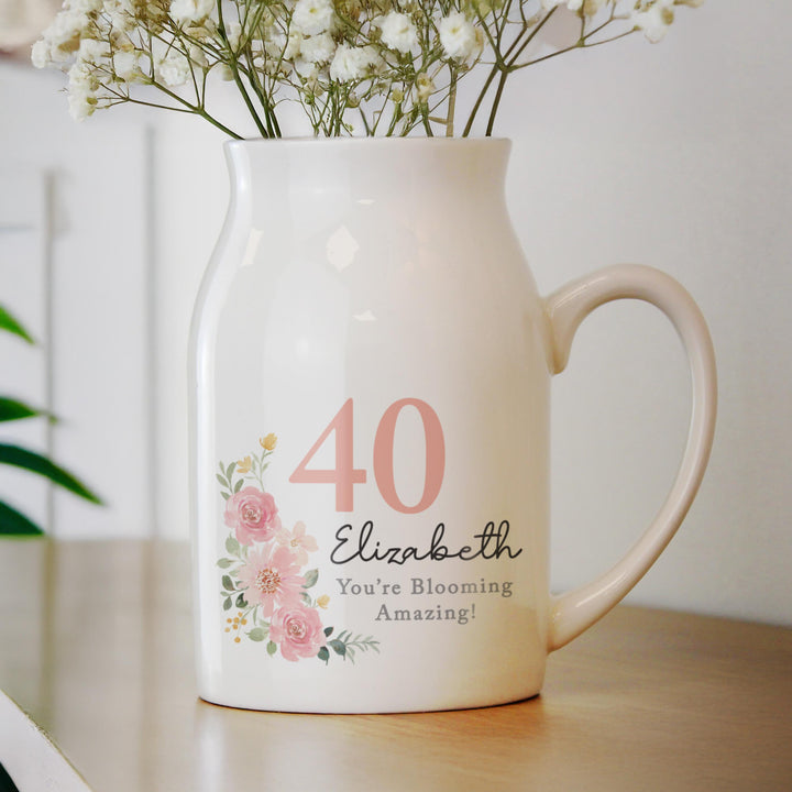 Personalised Floral Birthday Jug Vase, The Personal Shop, personalised gifts
