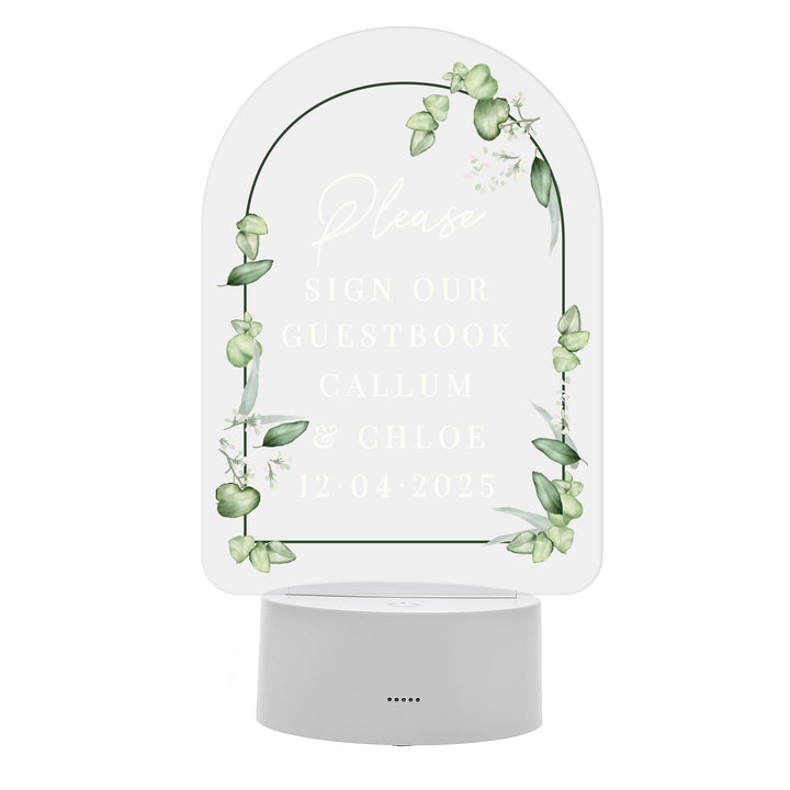 Personalised Botanical Wedding LED Colour Changing Light – alternative view