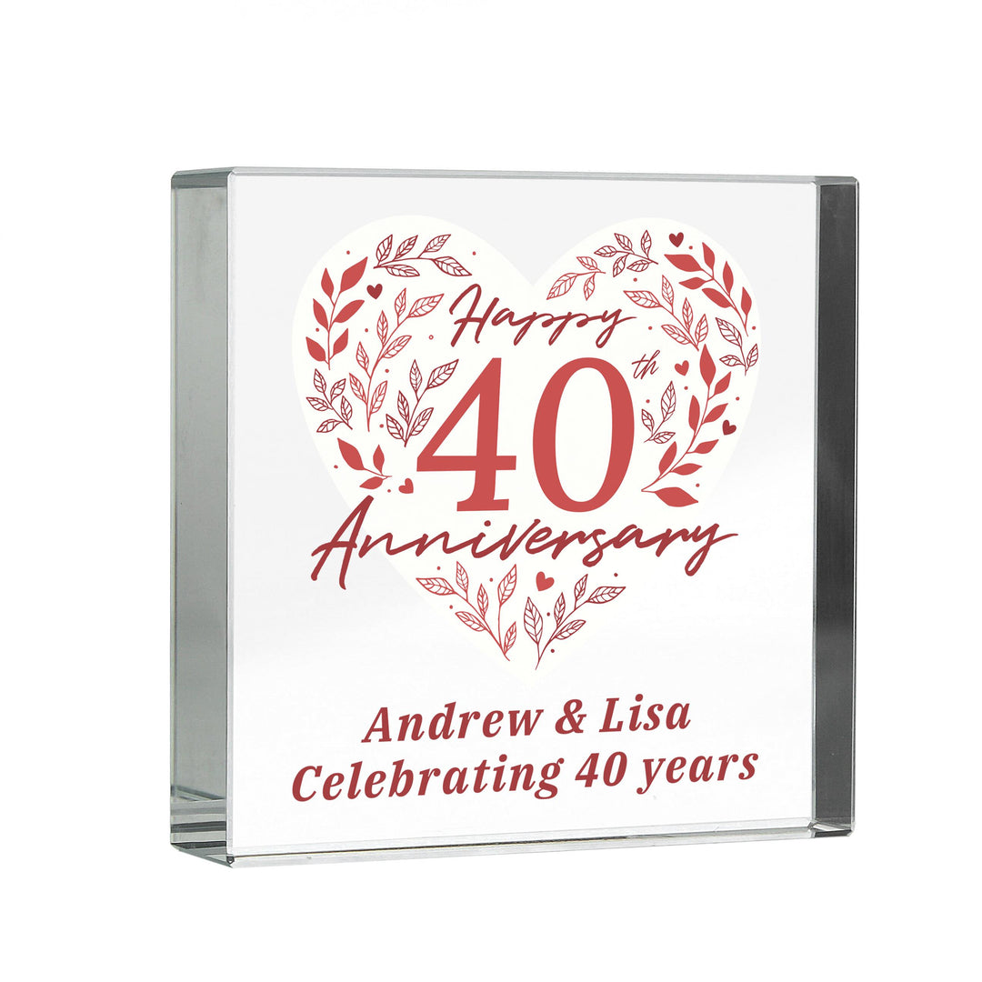Personalised 40th Ruby Wedding Anniversary Crystal Token – alternative view