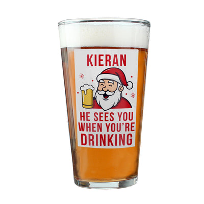 Personalised Santa Pun Christmas Beer Glass