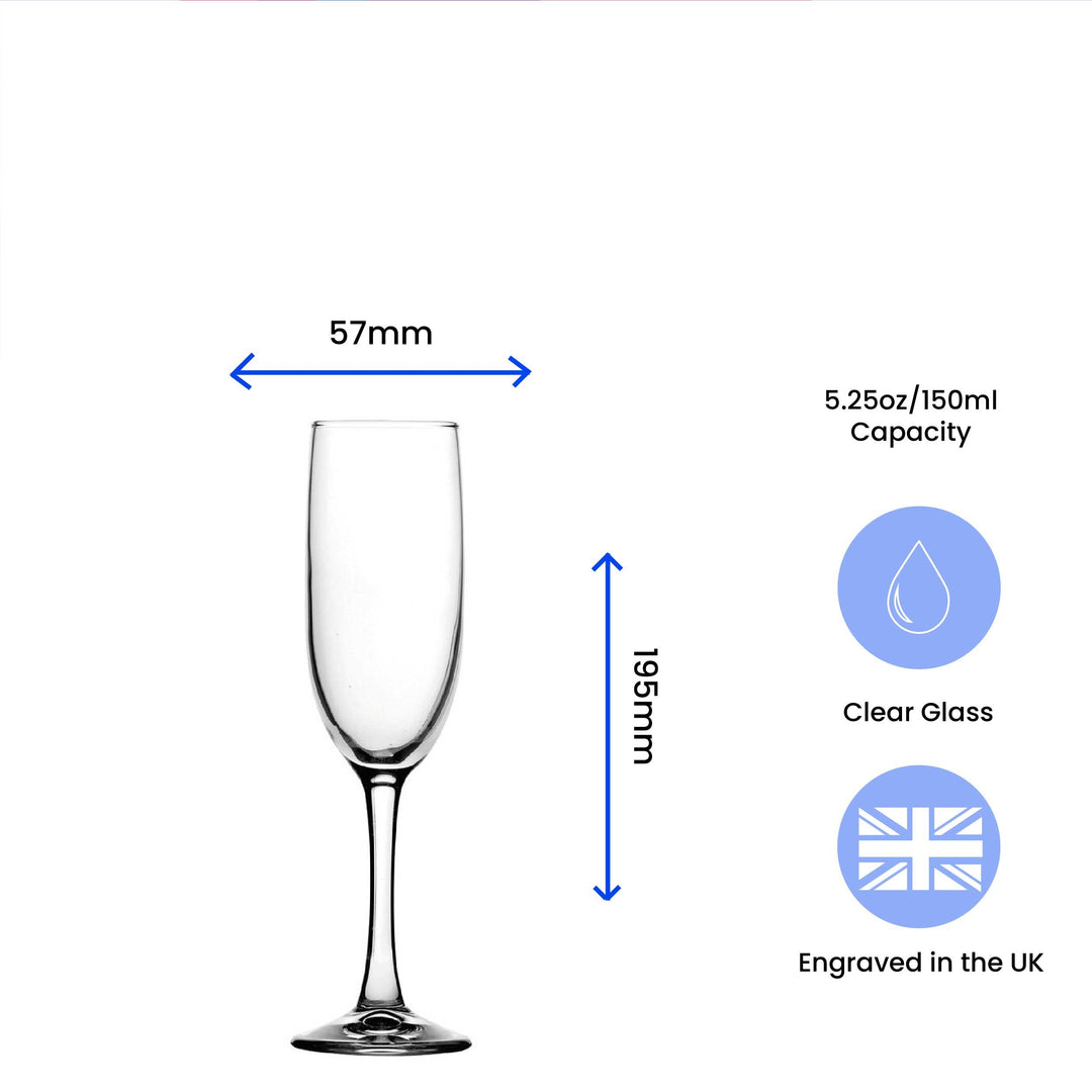 Personalised Engraved Champagne Flute Glass 155ml
