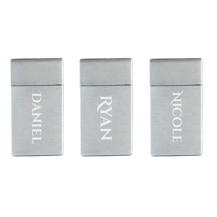 Personalised Silver Jet Gas Lighter in Gift Box