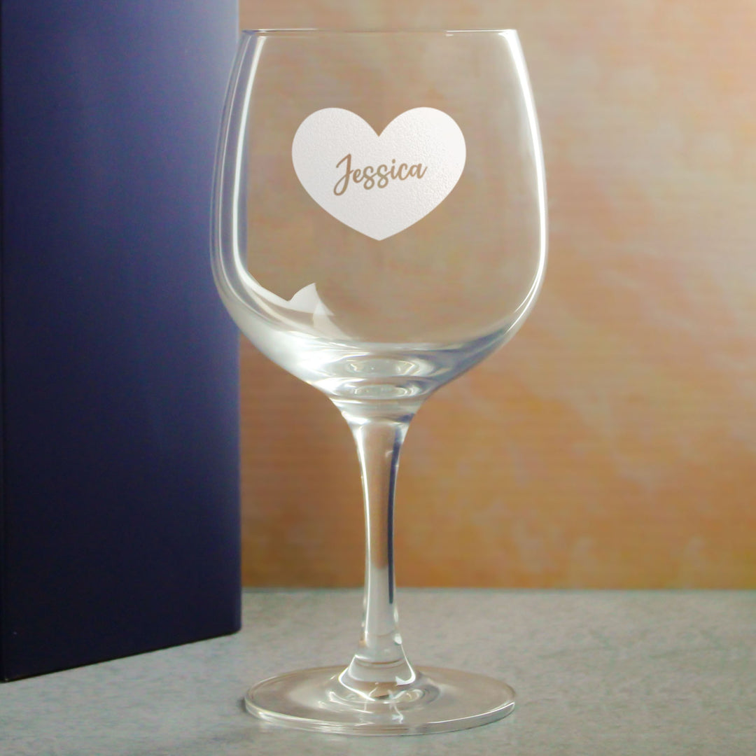 Personalised Heart Gin Copa Balloon Glass with Name
