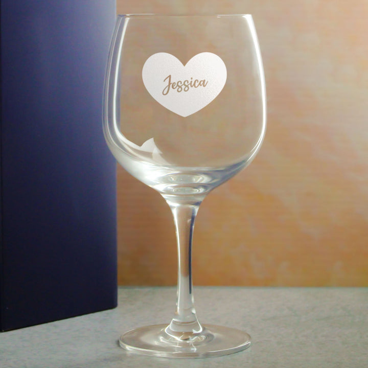 Personalised Heart Gin Copa Balloon Glass with Name