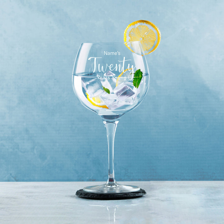 Engraved 20th Birthday Primeur Gin Glass - Years Young