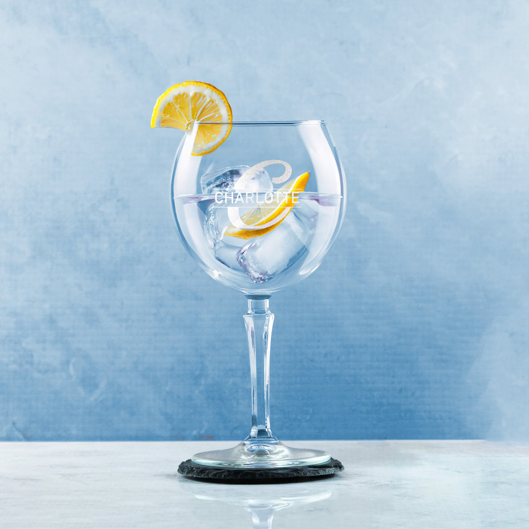 Personalised Hudson Gin Balloon Glass with Initial &amp; Name