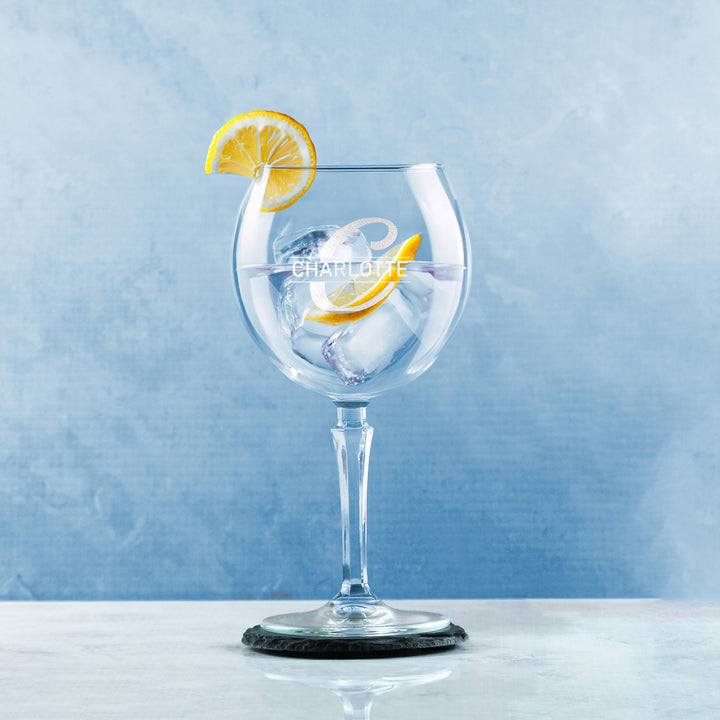 Personalised Hudson Gin Balloon Glass with Initial &amp; Name