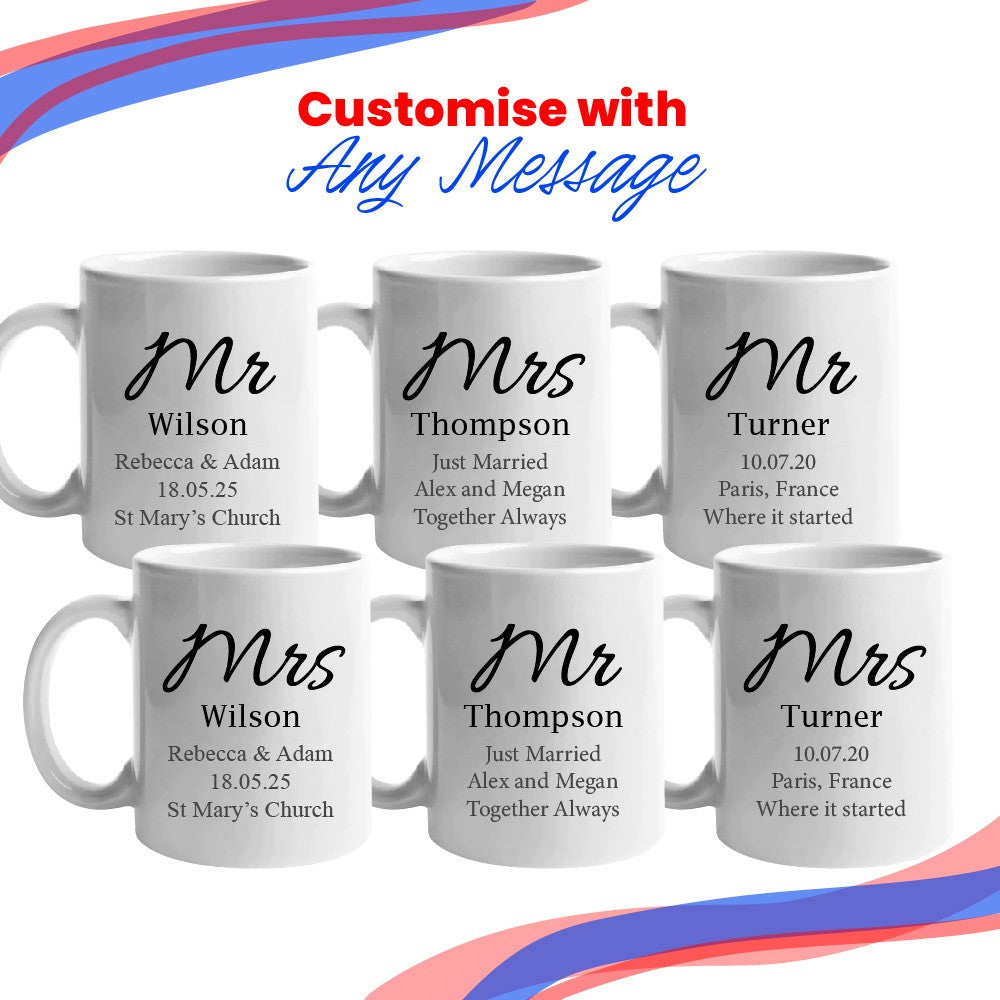 Personalised Mr and Mrs Mug Set