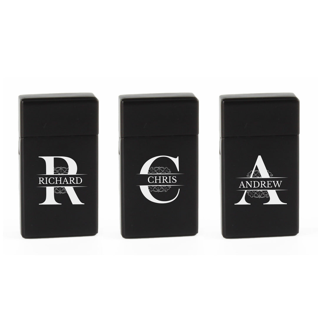 Personalised Black Jet Torch Lighter with Initial
