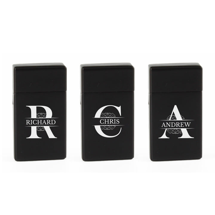 Personalised Black Jet Torch Lighter with Initial