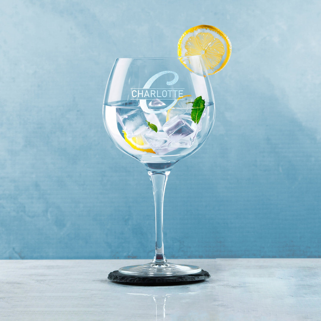 Personalised Engraved Primeur Gin Glass with Initial and Name