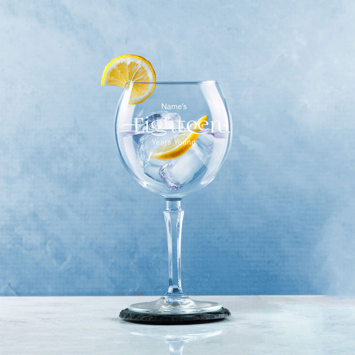 Personalised 18th Birthday Hudson Gin Glass with Name