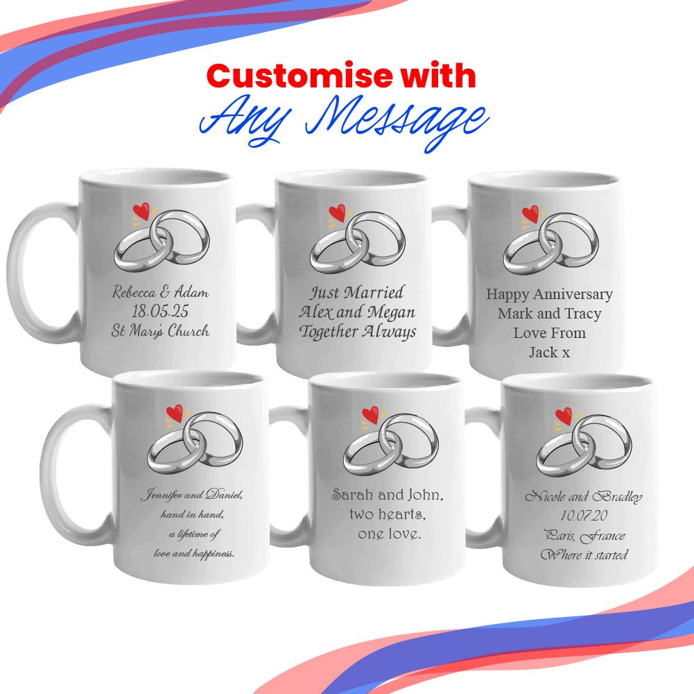 Personalised His and Hers Wedding Mug Set with Message