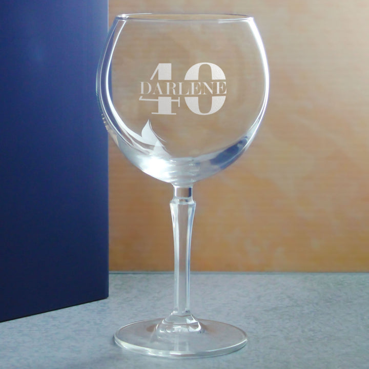 Personalised Hudson Gin Balloon Glass - Age &amp; Name Design