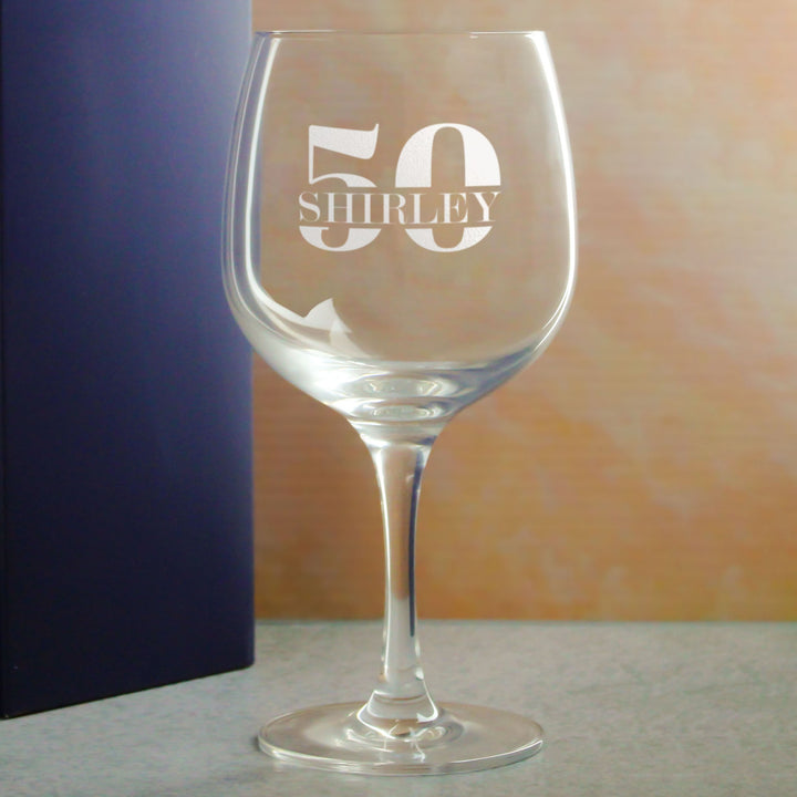Personalised Spanish Gin Copa Balloon Glass - Age &amp; Name Design