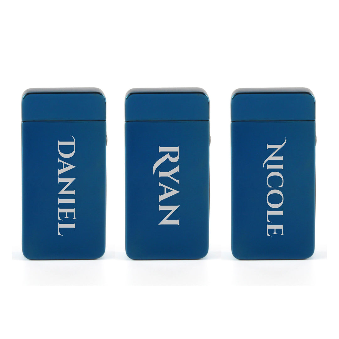 Personalised Blue Electric Arc Lighter with Name, Gift Boxed
