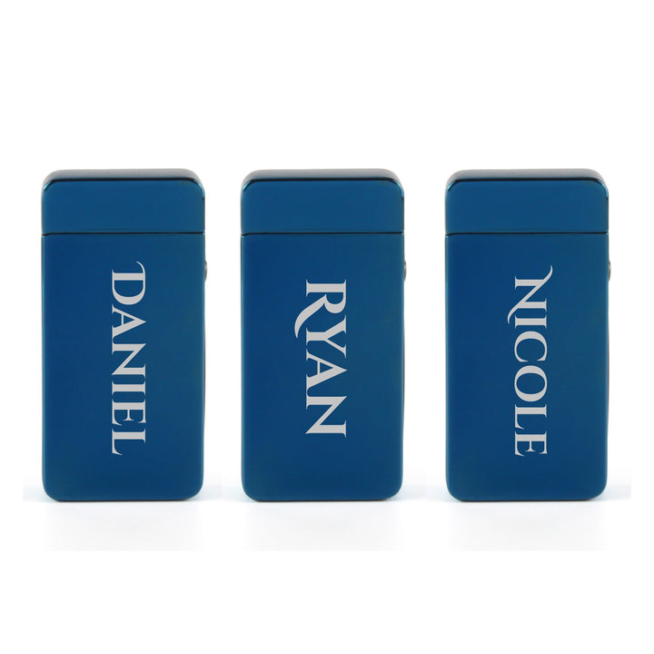 Personalised Blue Electric Arc Lighter with Name, Gift Boxed
