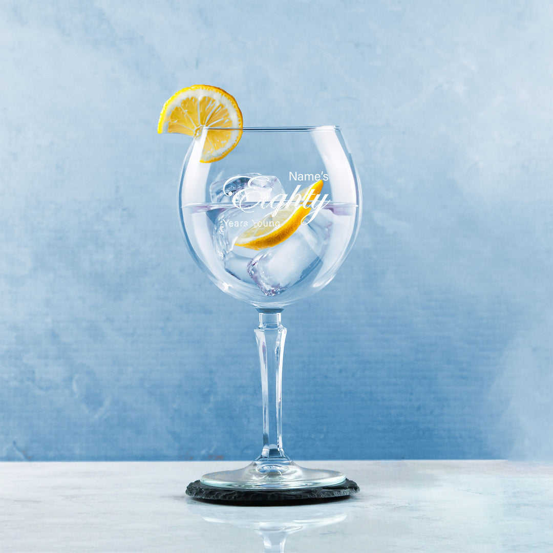 Personalised 80th Birthday Hudson Gin Glass with Name