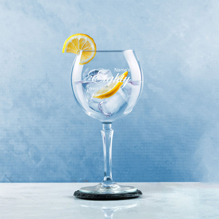 Personalised 80th Birthday Hudson Gin Glass with Name